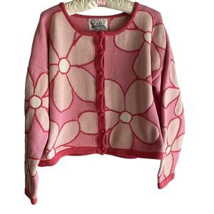 Lilly Pulitzer Sweater Womens Medium Floral Button Cardigan Knit Pullover